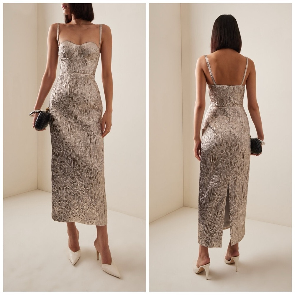 SOPHIE ET VOILA Metallic Jacquard Bustier Midi Dress Size 4​​